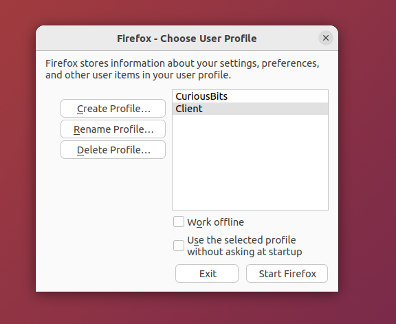 Choose User Profile - Firefox